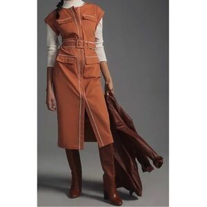 Anthropologie | Mare Mare Utility Cap Sleeve Midi Shirt Dress Size Small